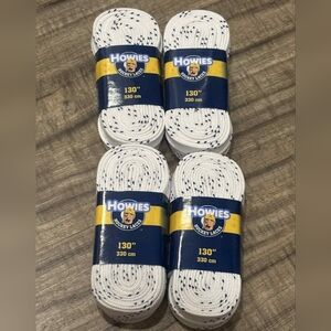 Lot of 4 Pairs Howies Hockey White Skate Laces Non Waxed, Size 130”